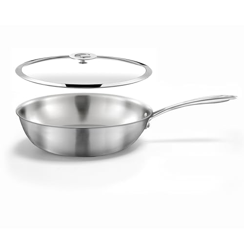 Cuisinox Gourmet Wok 28 cm Edelstahl – Triply – für alle Herdarten einschließlich Induktion geeignet – Edelstahl 18/10 – Satin-Finish – fester Griff – ohne PFAS, PTFE, PFOA – hergestellt in Frankreich von Cuisinox
