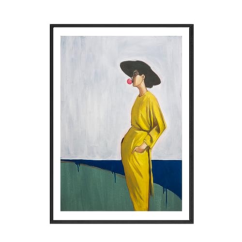 Nordic Retro Abstrakte Leinwand Malerei Kunstdruck Gelbe Frau Kunst Poster Wandbild Moderne Wohnzimmer Wohnkultur Kein Rahmen (Color : A, Size : 50x70cm No Frame) von CukYI