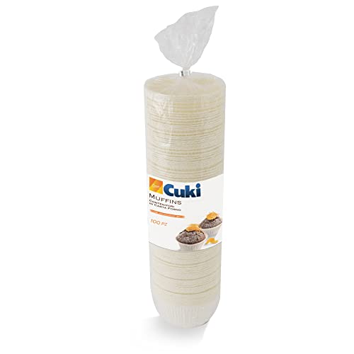 Cuki Einweg-Papier-Behälter mit Antihaftbeschichtung, Ø 7,9 x H 3,5 cm, 1 Packung mit 100 Stück, Weiß von Cuki