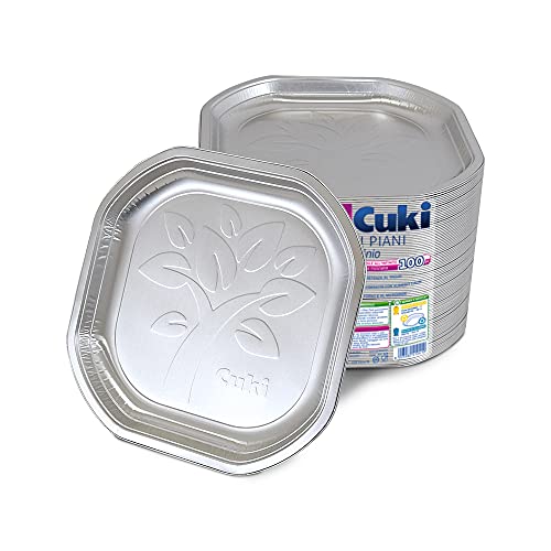 Cuki Flache Teller, aus Aluminium mit Motiv Baum, Größe 20,3 x 20,3 cm, 1 Packung mit 100 Stück - 980 g von Cuki