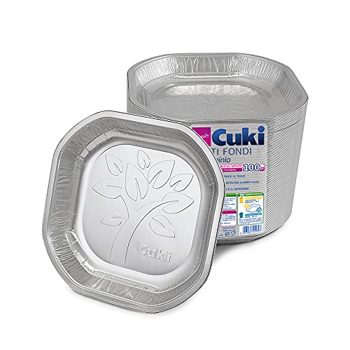 Cuki Teller aus Aluminium, robust und endlos recycelbar, Größe 19,8 x 19,8 cm, 1 Packung mit 100 Stück von Cuki