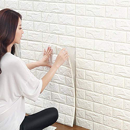 Culcenor 10 Stück 3D Ziegel Tapete Selbstklebend Wandpaneele Wasserfest Wandaufkleber Wallpaper DIY Imitation Brick Self Adhesive Wall Sticker für Badezimmer, Schlafzimmer, Wohnzimmer, Balkon, Küchen von Culcenor