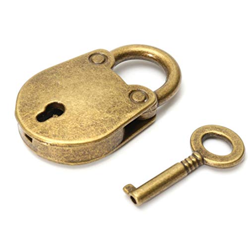 1set Metall Old Vintage Style Mini Padlock Kleines Gepäck Box Key Lock Copper Color Home Verbrauch Dekoration von Culer