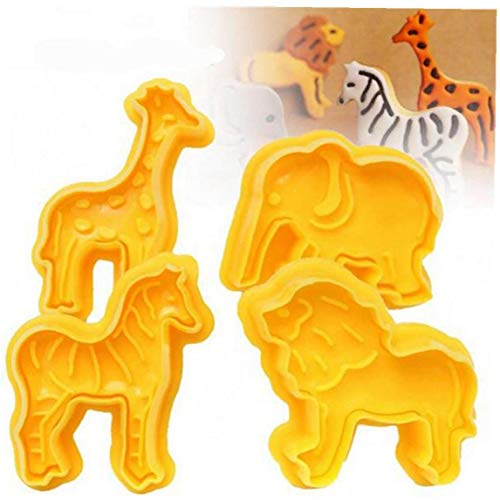4 Stück/Set Cartoon Tiere Plastik Ausstechförmchen Elefant Giraffe Löwe Zebra-Kuchen-Plunger Werkzeuge Gebäck Fondant-Biskuit-Form zufällige Farbe 4 Stück/Set Cartoon Tiere Plastik Ausstechförmchen Elefant Giraffe Löwe Zebra-Kuchen-Plunger Werkzeuge Gebäck Fondant-Biskuit-Form zufällige Farbe von CULER