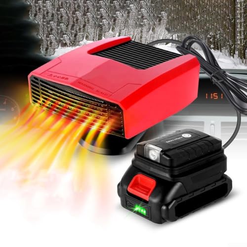 Tragbare Auto Heizung, Heizung Auto Heizlüfter mit Dual USB Ports Adapter, 360° Drehung Auto Standheizung für 18V Batterie DC 14-21V Auto Heizung für Auto Windschutzscheibe Defroster von CulinaBlend