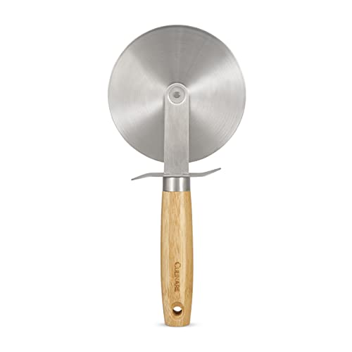 Culinare Naturals Pizzaschneider, Pizzaroller aus Edelstahl mit Griff aus natürlichem Bambus, 22cm, Pizza Cutter, C70004 von Culinare