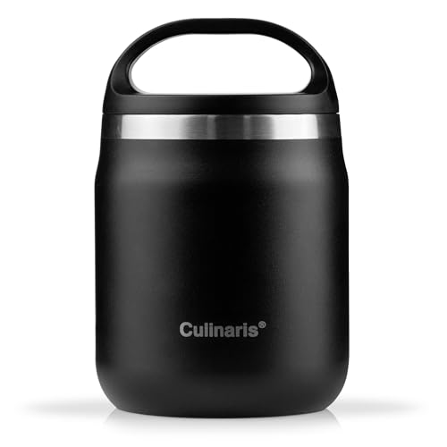 Culinaris | Lunchpot | 600 ml | Thermobehälter | Essensbehälter | Thermobecher | Glaseinsatz | Wärmebehälter (Schwarz) von Culinaris