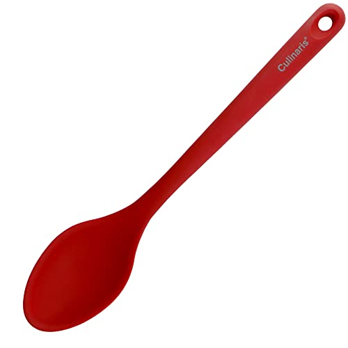 Culinaris Silikon Servierlöffel • Hitzebeständiger Servierlöffel zum Backen Kochen BBQ Grillen • BPA frei Lebensmittelqualität • Löffel Spülmaschinengeeignet • Farbe Rot (L 33 cm x B 6,5 cm) von Culinaris