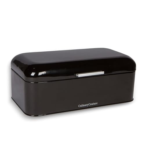 Culinary Couture Extra große schwarze Brotbox für Küchenarbeitsplatte – für 2 Brotlaibe – 41,9 x 22,9 x 16,5 cm – Edelstahl Vintage Brotboxen für Küchentheken Culinary Couture Extra große schwarze Brotbox für Küchenarbeitsplatte – für 2 Brotlaibe – 41,9 x 22,9 x 16,5 cm – Edelstahl Vintage Brotboxen für Küchentheken von Culinary Couture