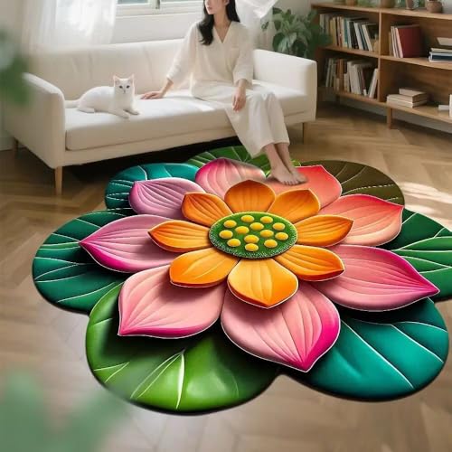 Teppich mit realistischem Muster, Regenbogen-Sonnenblumenteppich, Wohnzimmerteppich, super saugfähig, Kieselgur Badematte, ultradünn, rutschfest, schnell trocknend, passt unter die Tür, 100 x 100 cm von CulinaryTerra