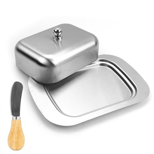 Butterdose Edelstahl, Butterglocke, Restaurant Zuhause, Dessertschale, Butter Schale mit Butterglocke Käsebrotbox mit Deckel, für Hausmannskost und Restaurant Butterplatte Dessertteller von Culinavog
