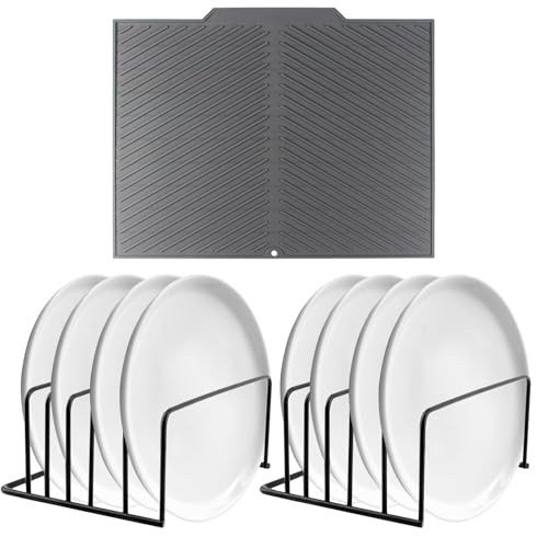 Culinavog 2er-Pack Schneidebrett Halter Schwarz, Schneidebrett Ständer mit 5 Fächern, Schneidebrett Organizer Ständer, Schneidebrett-Rack Halter für Küchenarbeitsplatte, Platzsparend in der Küche von Culinavog