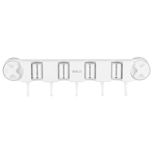 Culinavog Besenhalterung Wand, 1 Stück Selbstklebender Besenhalter mit Haken, Einfache Installation, Besen Halterungen Wand mit 4 Schlitze, Werkzeug-Organizer für Küche, Schrank, Garage (Weiß) von Culinavog