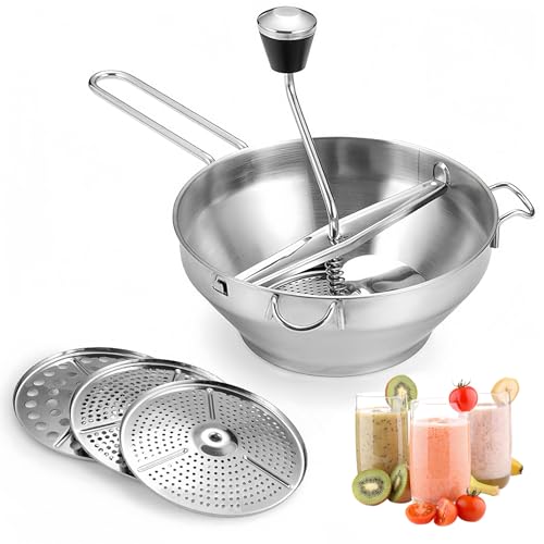 Culinavog Edelstahl Passiermühle, Passiermühle mit 3 Frässcheiben, kartoffelpresse Passiersieb, passiermühle groß für Tomatensoße, Apfelmus, Püree, Kartoffelpüree, Marmelade, Babynahrung Culinavog Edelstahl Passiermühle, Passiermühle mit 3 Frässcheiben, kartoffelpresse Passiersieb, passiermühle groß für Tomatensoße, Apfelmus, Püree, Kartoffelpüree, Marmelade, Babynahrung von Culinavog