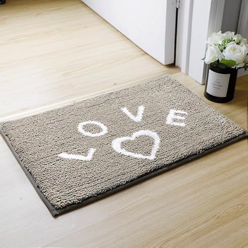 Culinavog Love Fußmatte außen und innen, 60 x 90 cm rutschfeste Schmutzfangmatte Türmatte, Waschbar Fussmatte aussen für Haustür, Eingangsbereich, Garten (Grau) von Culinavog