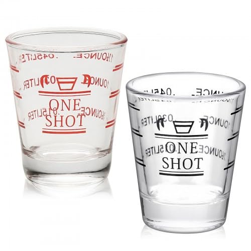 Culinavog Mini Messbecher, 2 Stück 45 ml Messbecher Klein mit Skala, Einfach zu reinigen, Cocktail Zubehör Set für Küche, Espressotassen Klein mit Skala für Party, Bar, Kaffee, Milch (Rot, Schwarz) von Culinavog