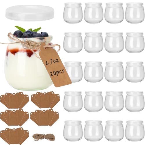 CulnCraz 190 ml Joghurtgläser mit luftdichten Deckeln, 20 Pack transparente Dessertgläser, kleine Marmeladengläser mit Etiketten und Schnur, Puddinggläser für Gelee, Honig, Tiramisu, Mousse, Müsli CulnCraz 190 ml Joghurtgläser mit luftdichten Deckeln, 20 Pack transparente Dessertgläser, kleine Marmeladengläser mit Etiketten und Schnur, Puddinggläser für Gelee, Honig, Tiramisu, Mousse, Müsli von CulnCraz