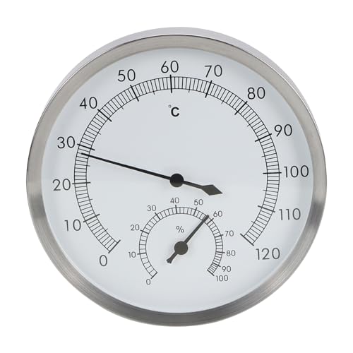Culnflun 2 in 1 Edelstahl -Thermo -Hygrometer -Hygrometer -Sauna -Raum -Thermometer Hygrometer Innentemperaturfeuchtigkeitsmonitor für Sauna -Dampfbad 12,5 x 12,5 cm von Culnflun