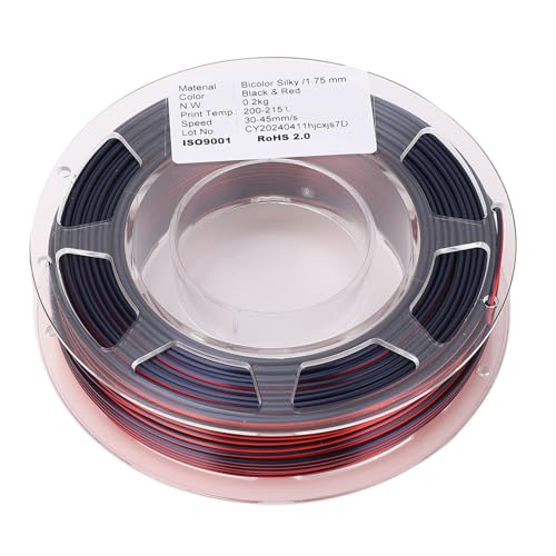 Culnflun 3D -Drucker -Pla -Filament, 1,75 mm Dual Color Seide Seide Drucken Verbrauchsmaterial Spulenbündel 200 g für FDM 3D -Drucker und 3D -Stifte schwarz rot Culnflun 3D -Drucker -Pla -Filament, 1,75 mm Dual Color Seide Seide Drucken Verbrauchsmaterial Spulenbündel 200 g für FDM 3D -Drucker und 3D -Stifte schwarz rot von Culnflun
