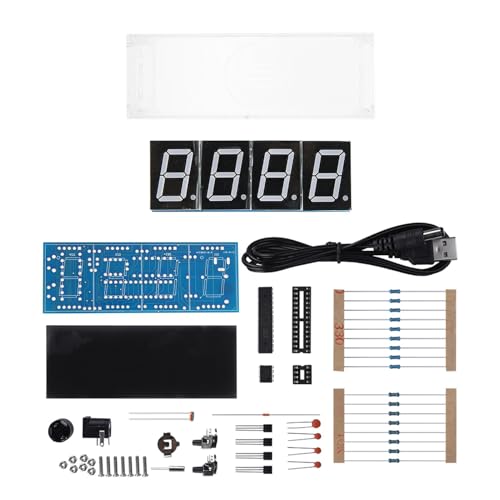 Culnflun 4 Ziffer DIY Digital LED -Uhr Kit Automatische Zeittemperaturanzeige großer Bildschirme Elektronischer DIY -Kit -Uhr für Elektronikbegeisterte (Blue) von Culnflun