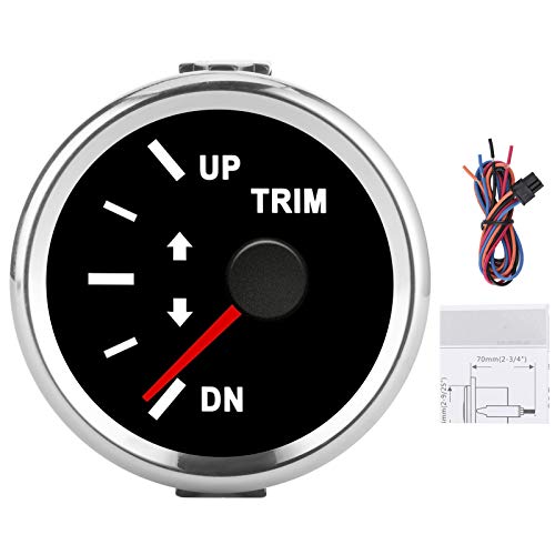 Culnflun Boat Trim Balance Gauge Meter IP67 with Red Backlight 52mm Ship Yacht Marine Stainless Steel Plated Plastic LCD Display Stepper Motor (Black Dial Silver Cover) von Culnflun