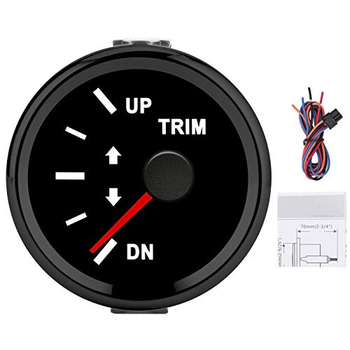 Culnflun Boat Trim Balance Gauge Meter IP67 with Red Backlight 52mm Ship Yacht Marine Stainless Steel Plated Plastic LCD Display Stepper Motor (Schwarzes Zifferblatt -Abdeckung) von Culnflun