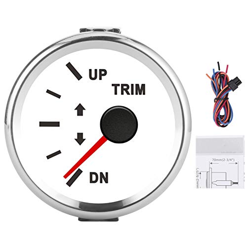 Culnflun Boat Trim Balance Gauge Meter IP67 with Red Backlight 52mm Ship Yacht Marine Stainless Steel Plated Plastic LCD Display Stepper Motor (White Dial Silver Cover) von Culnflun