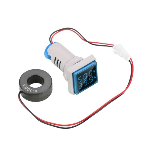 Culnflun Digital Voltmeter Amperemeter, 22 mm LED -Anzeige Wechselstromspannungsstrommesser Anzeige 60 500V 0 100a mit klarer Anzeige für die Überwachung der elektrischen Panel Rot (Blau) von Culnflun