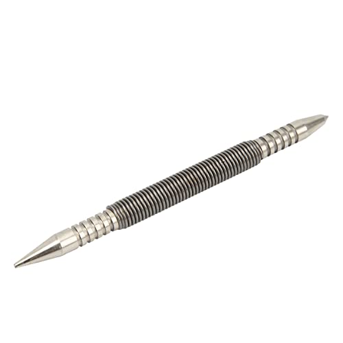 Culnflun Dual Head Center Punch Spring Design Hochhärte Kohlenstoffstahl kompakt hammerloser Mitte Punch für Holz Metallglas Punch Head 3/16in Hefter Kopf 1/16in von Culnflun