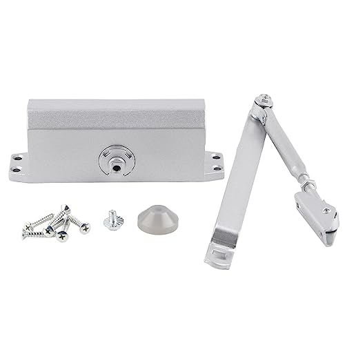 Culnflun Heavy Duty Adjustable Automatic Door Closer with Hydraulic Buffer Fire Rated Spring Loaded for Commercial Residential Doors (Silver) von Culnflun