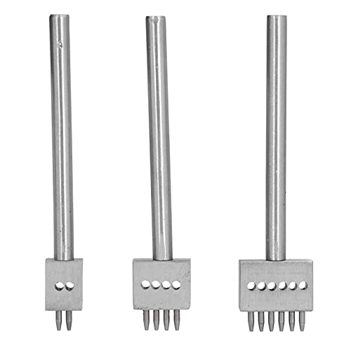 Culnflun Leder perforiertes Werkzeug, professioneller dauerhafter Kohlenstoffstahl -Leder -Bastelkits Perforation Set für DIY Leder -Handwerksprojekte 3pcs Set mit 2 4 6 Kopfrausch (Zahnstech 4 mm) von Culnflun