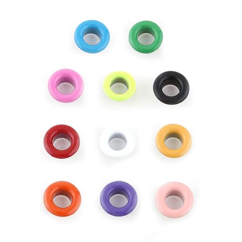 Culnflun Metallic Scrapbooking Eyeletts Schnalle 5 Farben 100 Sets 5 mm runde Metall -Ösen und Unterlegscheiben für Lederhandwerksbekleidung Accessoire DIY -Projekte Dunkelblau gel (Gemischte Farbe) von Culnflun