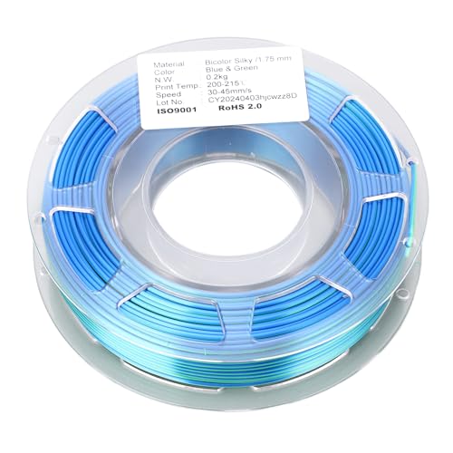 Culnflun PLA -Filament 3D -Drucker -Filament Dual Farbe Blau Grün 1,75 mm 3D -Druck Verbrauchsmaterialien 200 g für Handwerkdekorationen Modling Culnflun PLA -Filament 3D -Drucker -Filament Dual Farbe Blau Grün 1,75 mm 3D -Druck Verbrauchsmaterialien 200 g für Handwerkdekorationen Modling von Culnflun