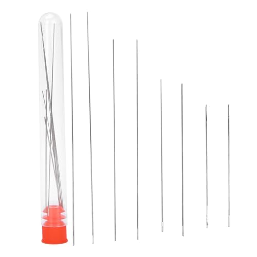 Culnflun Perlennadelsamen dünne Perlennadeln Stahl große Augenperlennadeln für Fädeln von Samen Perlen Stickschmuck herstellen 4 Größen 8pcs mit transparenten Nadelflasche von Culnflun