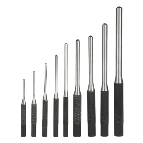 Culnflun Roll Pin Punch Set, professioneller Stahlhärte -Mechanik -Werkzeugkit für Hochhärte Verschleißmechanik für Beton Steinwandbohrungen 40CR Metall 9pcs mit Tragetasche von Culnflun