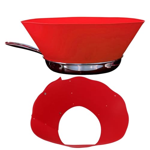 Culnflun Spritzschutz, Silikon Splatter Screen Alternative, Rot Anti-Öl-Spritzer DIY Verstellbarer Topfrand, Leicht zu reinigen, geeignet zum Braten in Bratpfannen usw von Culnflun