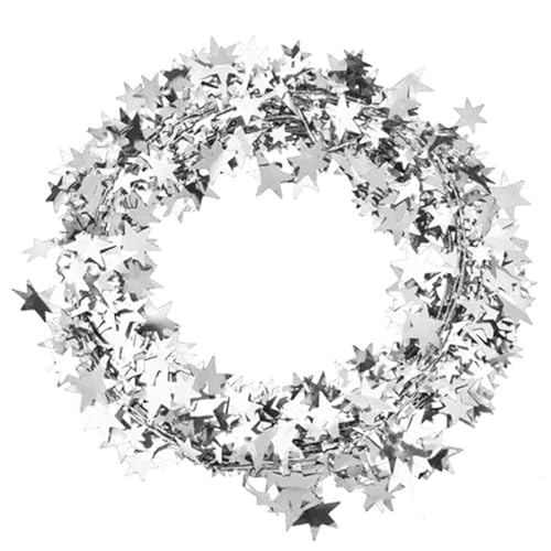 Culnflun Star Girland Draht Weihnachtsdekoration Sternkranz 6 Farben Flexible Eisendraht Spiegel Stern 7,5 m Roll für Party Hochzeitshäuserdekoration (Silber) von Culnflun