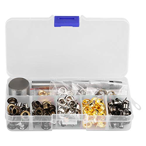 Culnflun Verstärktes Grommet -Kit, Özelett -Grommet -Waschmaschinen -Kit Premium -Metall -Ölungen mit 3 Werkzeugen für DIY -Handwerksleder -Tatsache für Stoff, Planen, Leder, Gürte (4mm*220 Sets) von Culnflun