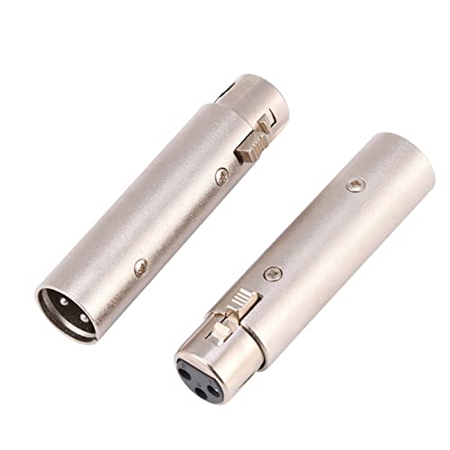 Culnflun XLR -Adapter, 2pcs 3Pin XLR Männlich an weiblichen Stecker Audioadapter für Mikrofone und Audiogeräte Silber Zinklegierung 3 x 0,7 Zoll von Culnflun