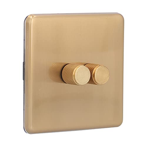 Culnflun gebürstete Messing Rotary Ein/Aus, Ein- und Stangen -Drehschalter, Dimmer -Beleuchtungsschalter zur Verwendung mit dimmbaren LEDs, CFLs und Glühlampen, Gold, Gold (Doppelt dimmen) von Culnflun