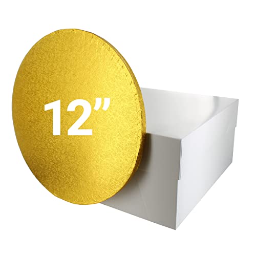 Culpitt 90270 Kuchenplatte und weiße Box, 30,5 cm, runde Trommel mit passender, 13 mm dick, quadratischer Transport, 30,5 cm Einzelpackung von Culpitt