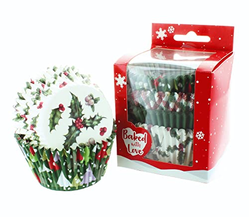 Culpitt Baked with Love Vintage Holly Backförmchen Weihnachten Cupcake Förmchen Backförmchen - 100 Stück 0638485 von Culpitt