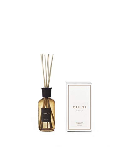 Culti Diffusor Stäbchen Braun Stil 250 ml Milano | Stoff Duft Cassis und Musk – Haltbarkeit 3 Monate – Meterware von 10 bis 20 qm von Culti