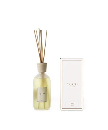 Culti Diffusor Stäbchen Milano 500 ml | Duft Tee, Midollin, The Sencha und Gayac-Holz – Haltbarkeit 3 Monate – Meteratur von 10 bis 20 qm von Culti