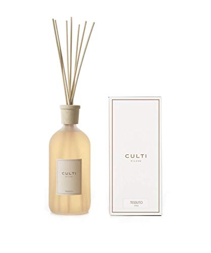 Culti Diffusor für Stäbchen im Stil, 1000 ml, Milano-Stoff, Duftstoff, Midollin, Blätter von Cassis und Musk, Brenndauer 3 Monate, Meterware von 10 bis 20 m² von Culti