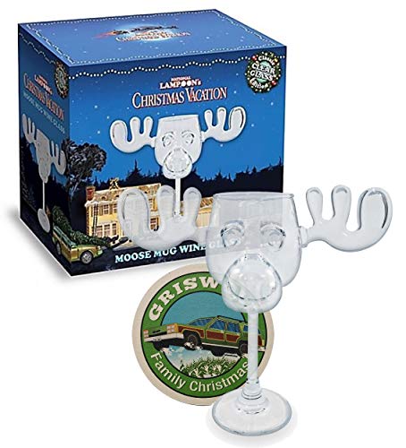 Cultica Griswold Weinglas im Elchdesign Moose Mug Glas inklusive Griswold Untersetzer von Cultica