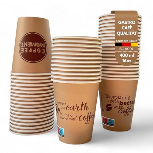 Cultimo 200 Stück 400ml 16oz Pappbecher | Gastro Qualität | Einweg Coffee to Go Becher - 2 to go für Tee Kaffee, Einwegbecher, Papierbecher, Kaffeebecher Ø9cm Cultimo 200 Stück 400ml 16oz Pappbecher | Gastro Qualität | Einweg Coffee to Go Becher - 2 to go für Tee Kaffee, Einwegbecher, Papierbecher, Kaffeebecher Ø9cm von Cultimo