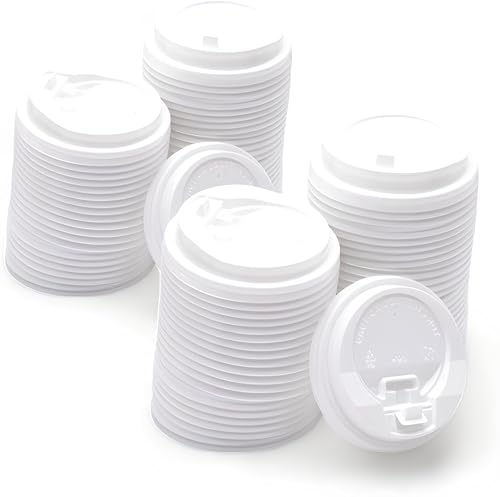 Cultimo 200 Stück Pappbecher Deckel Weiß | für 200ml 8oz Ø 8cm | Gastro Qualität | Einweg Coffee to Go Becherdeckel aus Kunststoff - 2 to go von Cultimo