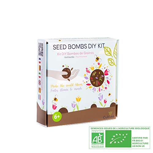 Cultivea® - Anzuchtset DIY Samenbomben - Blumensetzlinge zum Werfen, für Bienen - 100% biologisches Saatgut - Gartenarbeit - Lustige manuelle TÄtigkeit mit Kindern - Geschenkidee von Cultivea