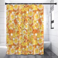 Retro Gelbe Blumen | Floraler Mid Century Duschvorhang von CultofMedea